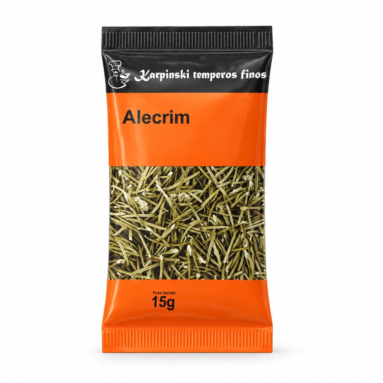 Tempero Alecrim Desidratado em Sachê Karpinski 15 g — embalagem em fundo branco