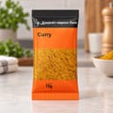 Tempero Curry - Mix de Especiarias em Sachê Karpinski 15 g — detalhe da embalagem e do rótulo