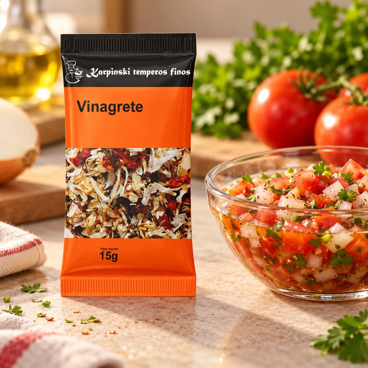 Tempero para Vinagrete em Sachê Karpinski 15 g — com vinagrete de tomate