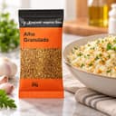 Tempero Alho Granulado em Sachê Karpinski 20 g — ao lado de arroz com alho