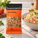 Tempero Ana Maria em Sachê Karpinski 20 g — ao lado de arroz com legumes