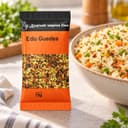 Tempero Edu Guedes em Sachê Karpinski 15 g — ao lado de arroz com legumes