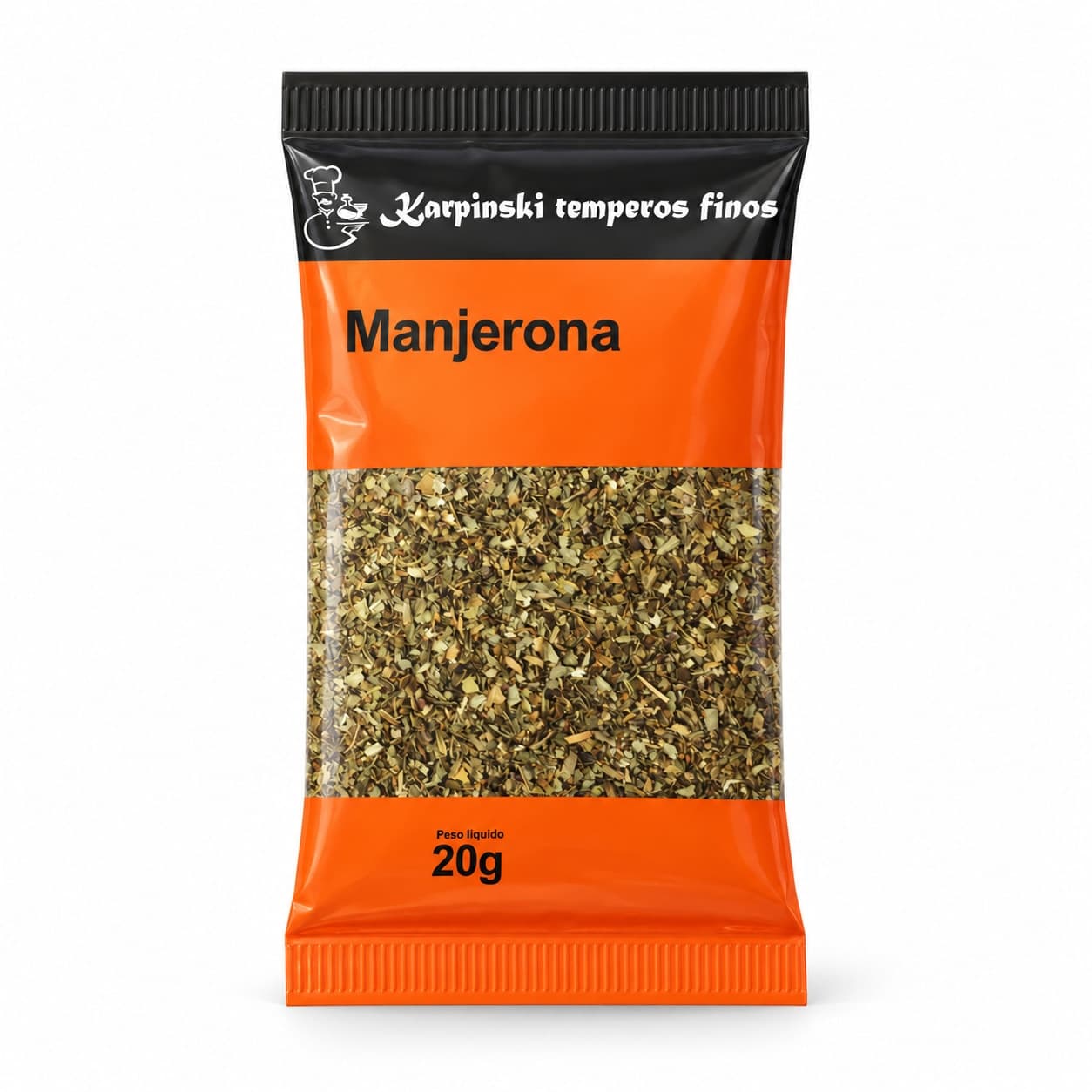 Tempero Manjerona em Sachê Karpinski 20 g — embalagem em fundo branco