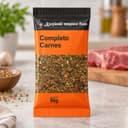 Tempero Completo para Carnes em Sachê Karpinski 50 g — detalhe da embalagem e do rótulo
