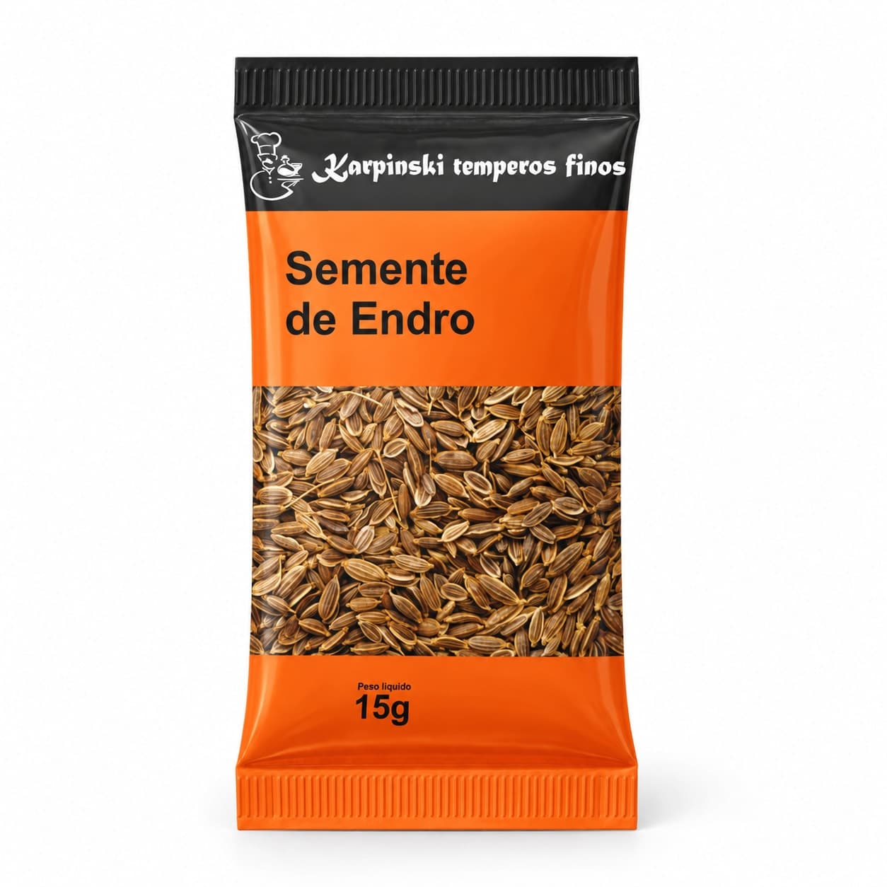 Tempero Semente de Endro (Dill) em Sachê Karpinski 15 g — embalagem em fundo branco