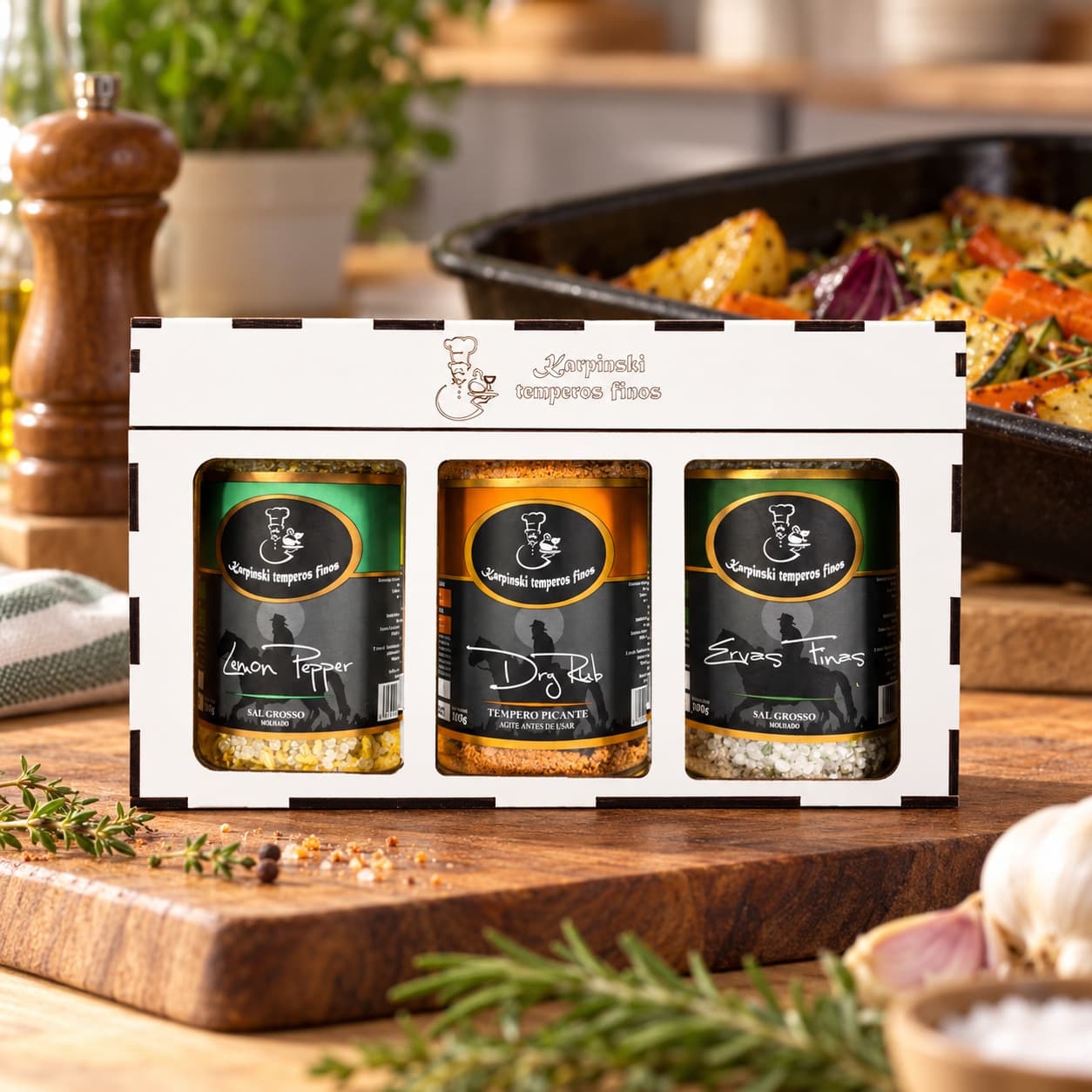 Kit Essência Cítrica Karpinski — no preparo com legumes assados