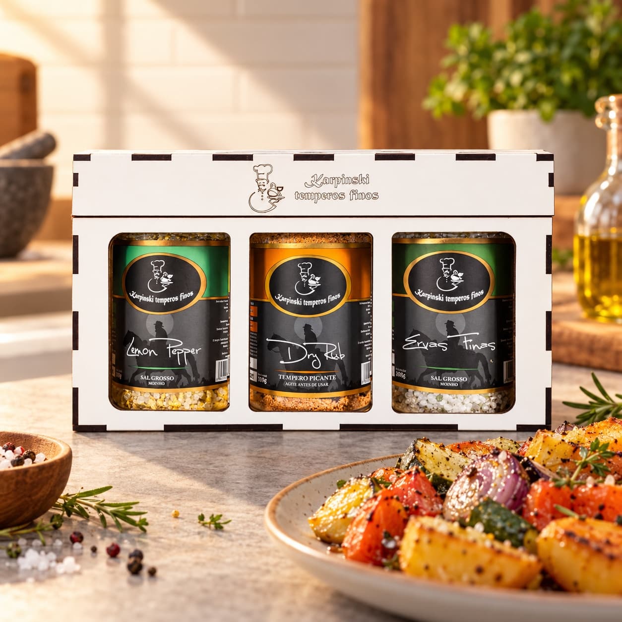 Kit Essência Cítrica Karpinski — com legumes assados