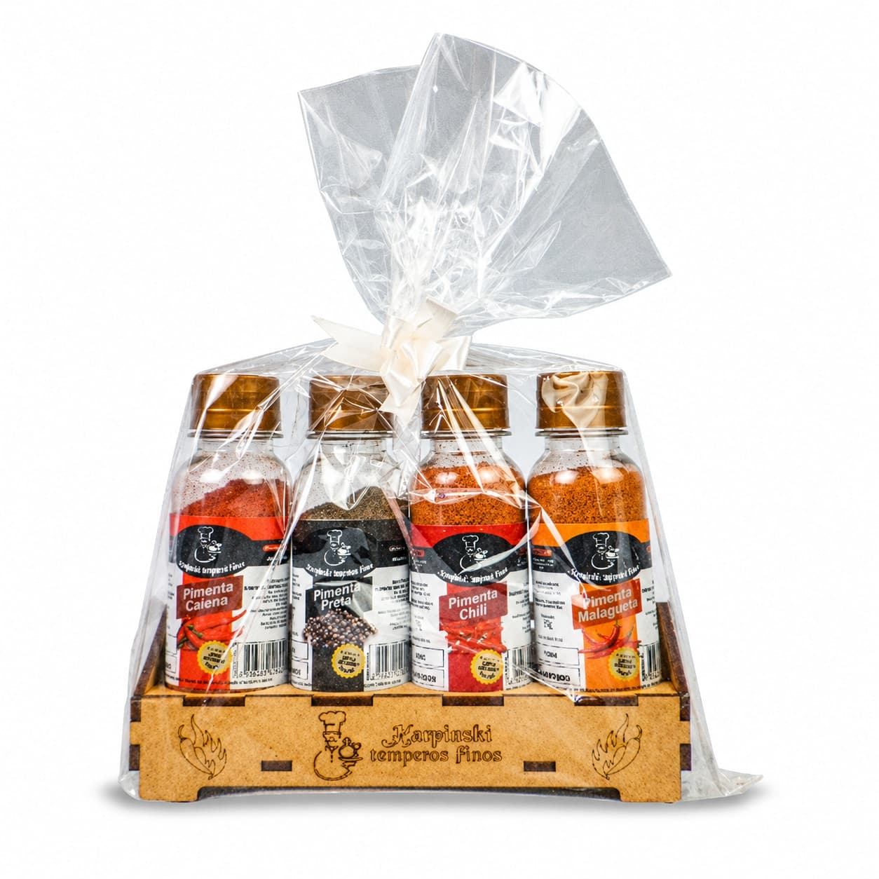 Kit de Pimentas Linha Gourmet Karpinski — embalagem em fundo branco