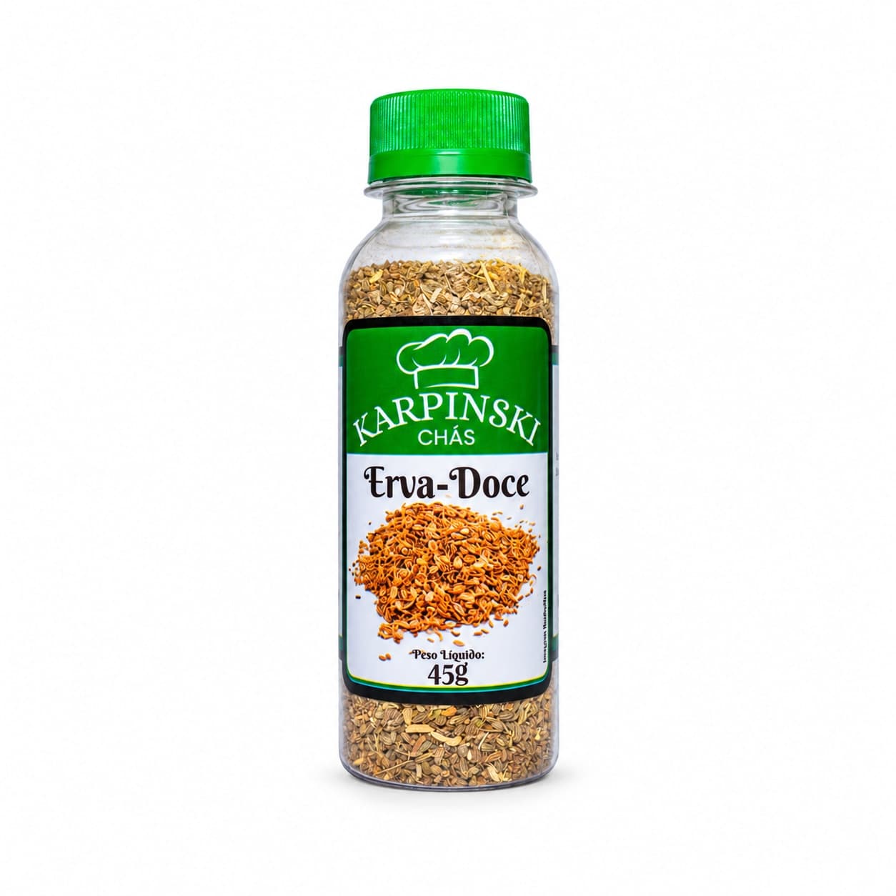 Chá de Erva Doce Karpinski 45 g — embalagem em fundo branco