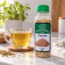 Chá de Funcho Karpinski 35 g — ao lado de chá servido em copo