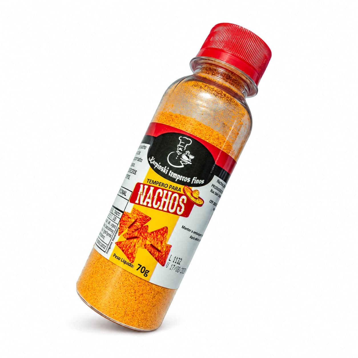 Tempero para Nachos Karpinski 70 g — embalagem em fundo branco