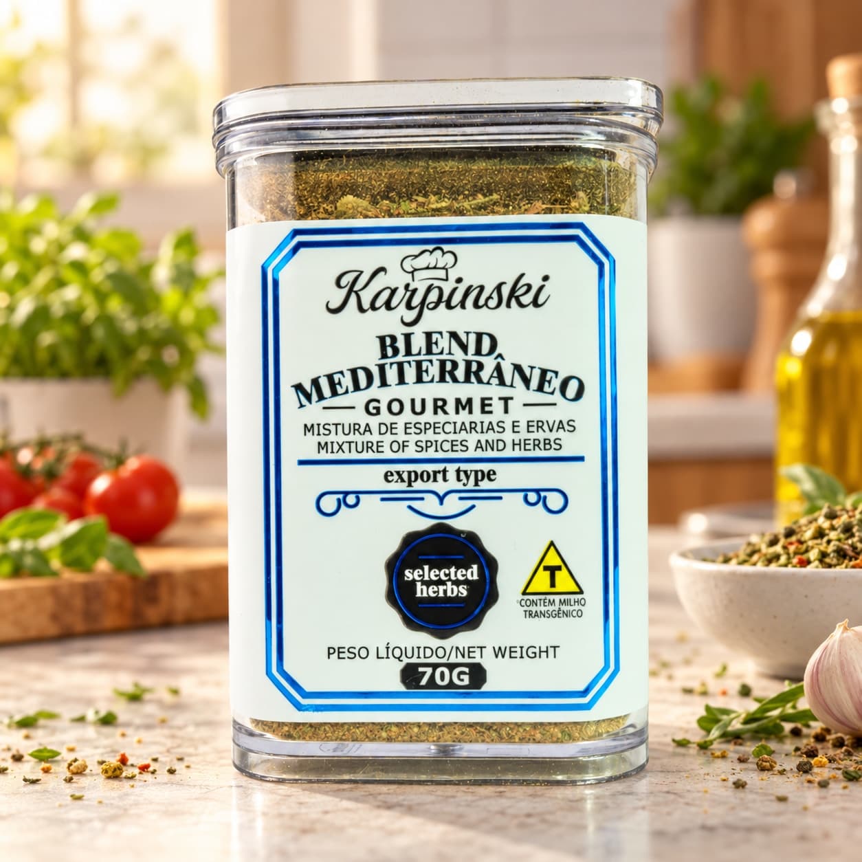 Blend Mediterrâneo Gourmet Karpinski 70 g — na bancada da cozinha