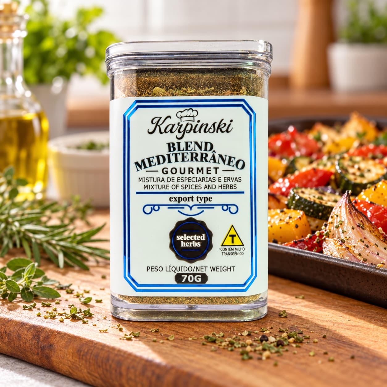 Blend Mediterrâneo Gourmet Karpinski 70 g — no preparo com legumes assados