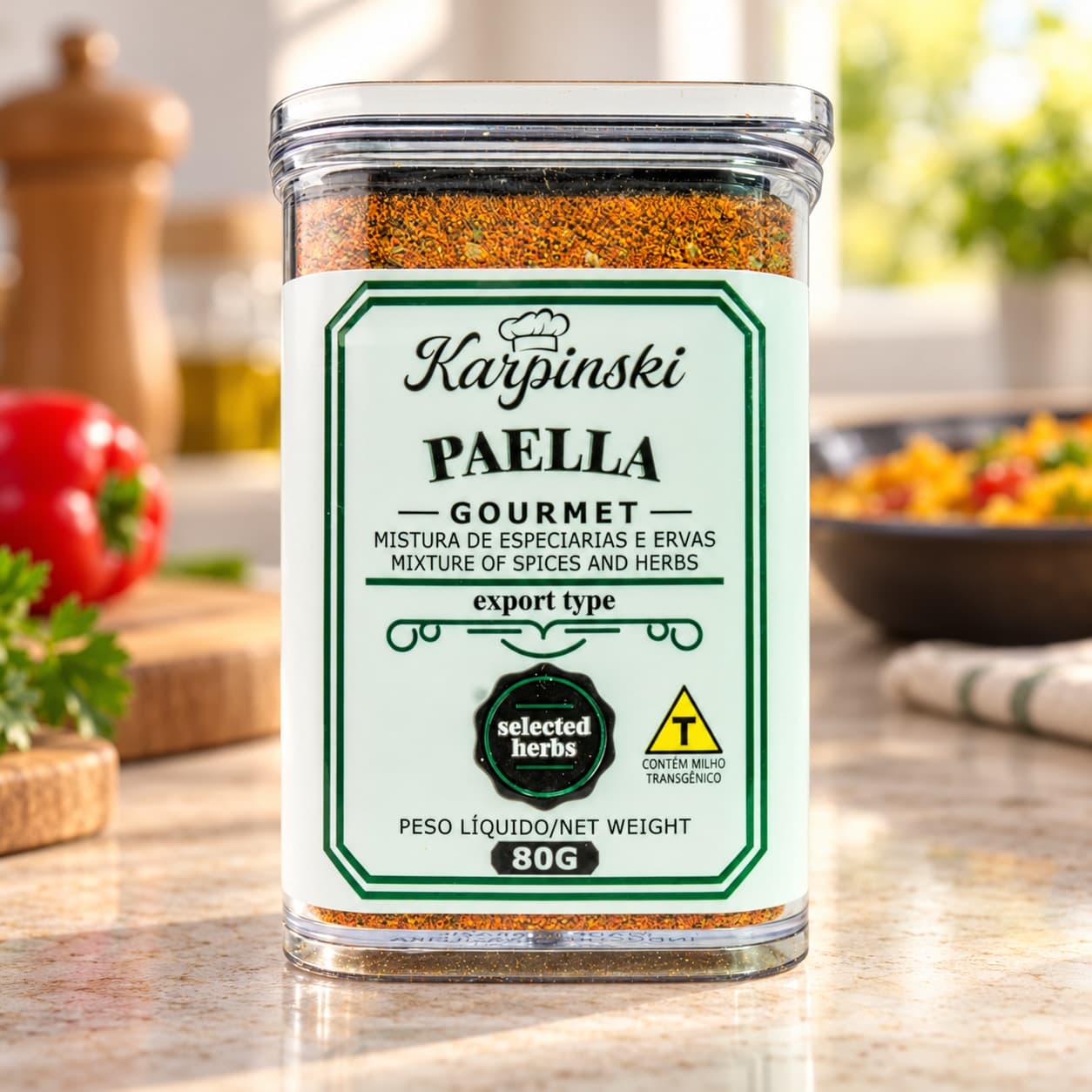 Tempero Paella Gourmet Karpinski 80 g — na bancada da cozinha