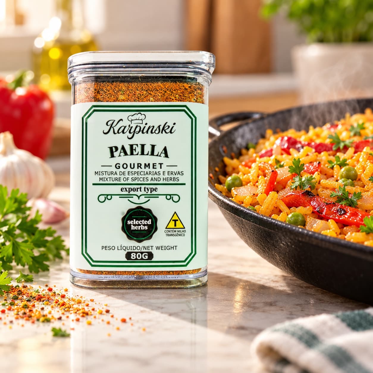 Tempero Paella Gourmet Karpinski 80 g — com arroz com legumes inspirado em paella