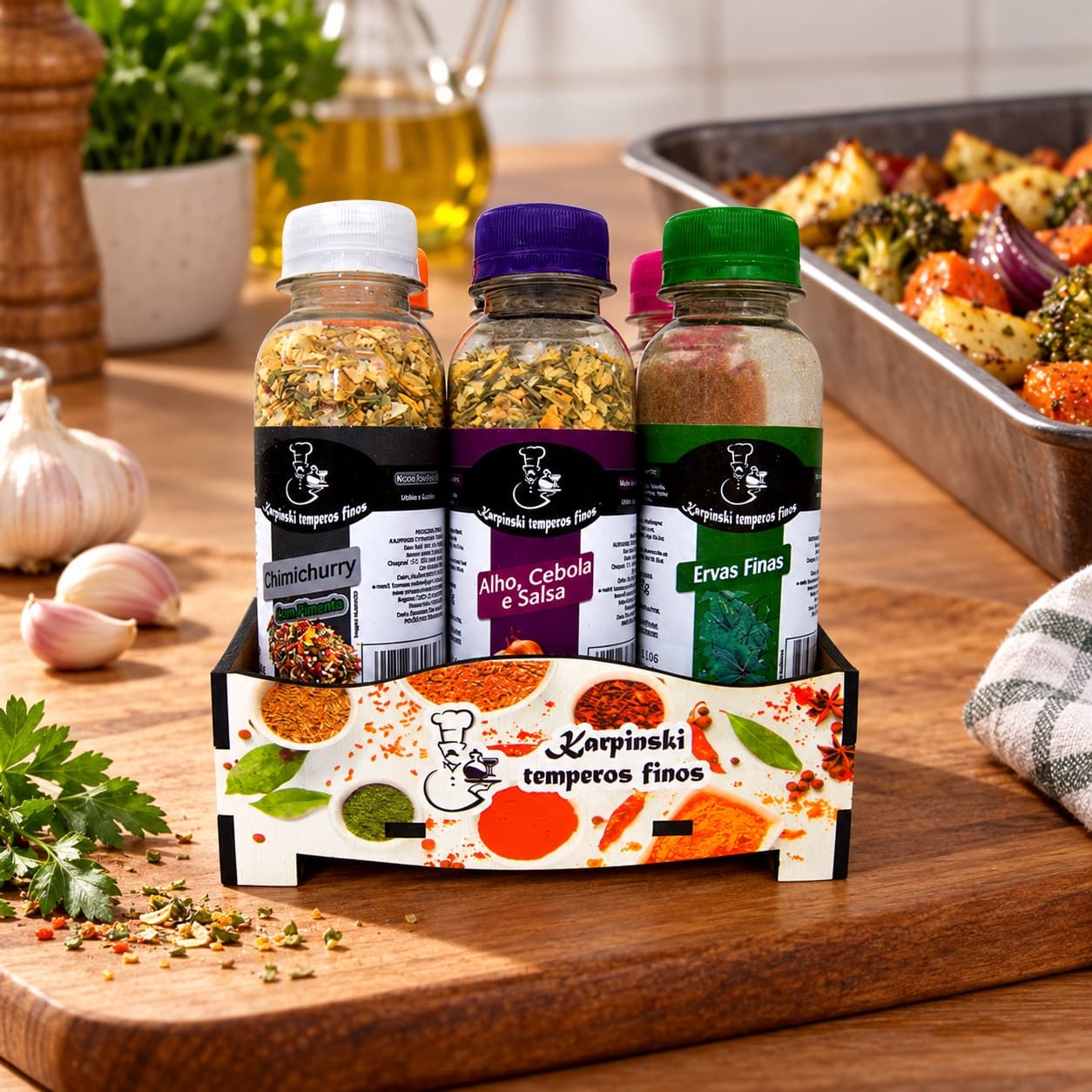 Kit Dia a Dia com 6 Temperos Branco Karpinski — no preparo com legumes assados