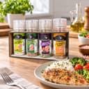 Kit de Sais do Himalaia Temperados Karpinski — ao lado de refeição com arroz e legumes