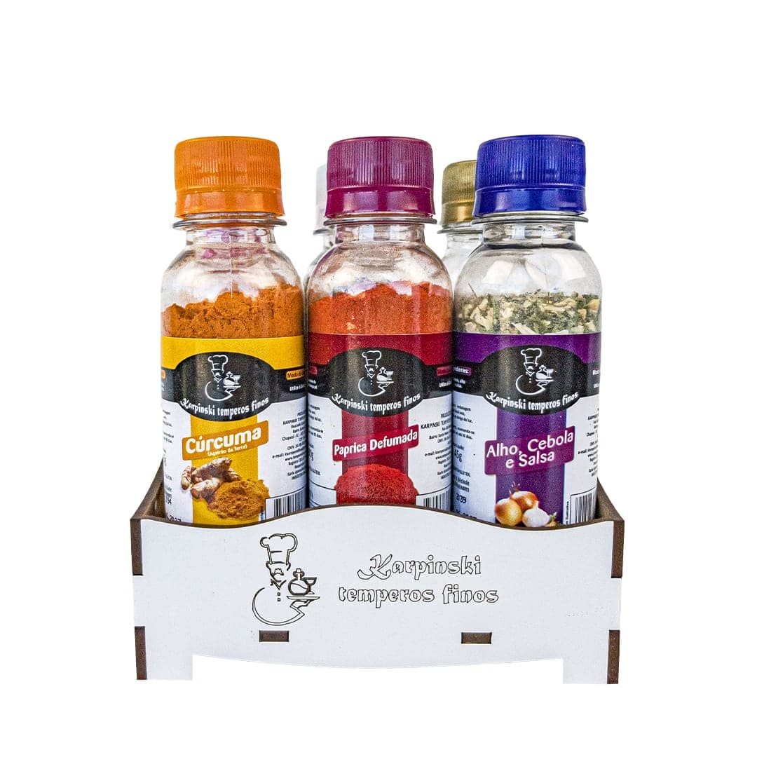kit com 6 Temperos da Linha Temperos Tradicionais.