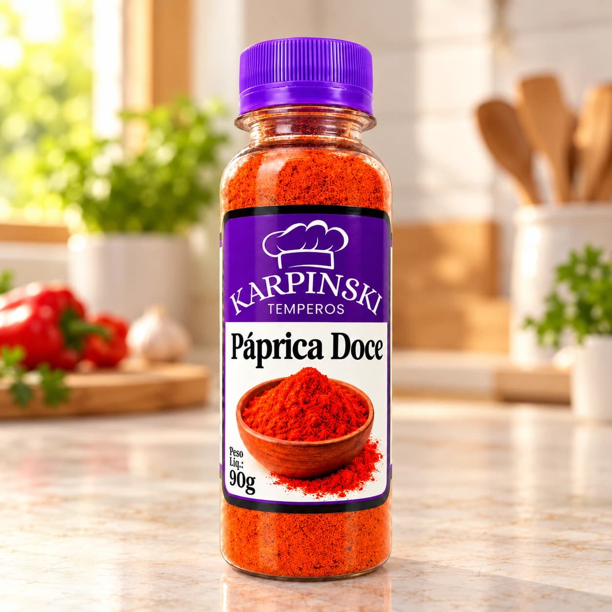 Páprica Doce Karpinski 90 g — na bancada da cozinha