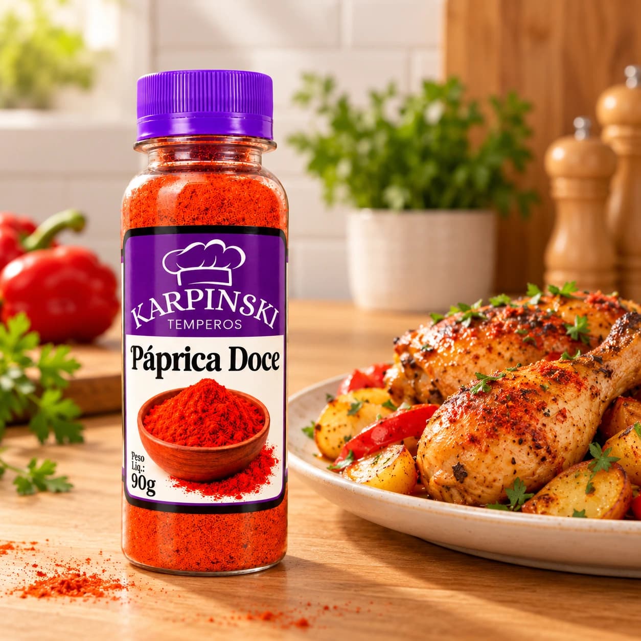 Páprica Doce Karpinski 90 g — com frango assado