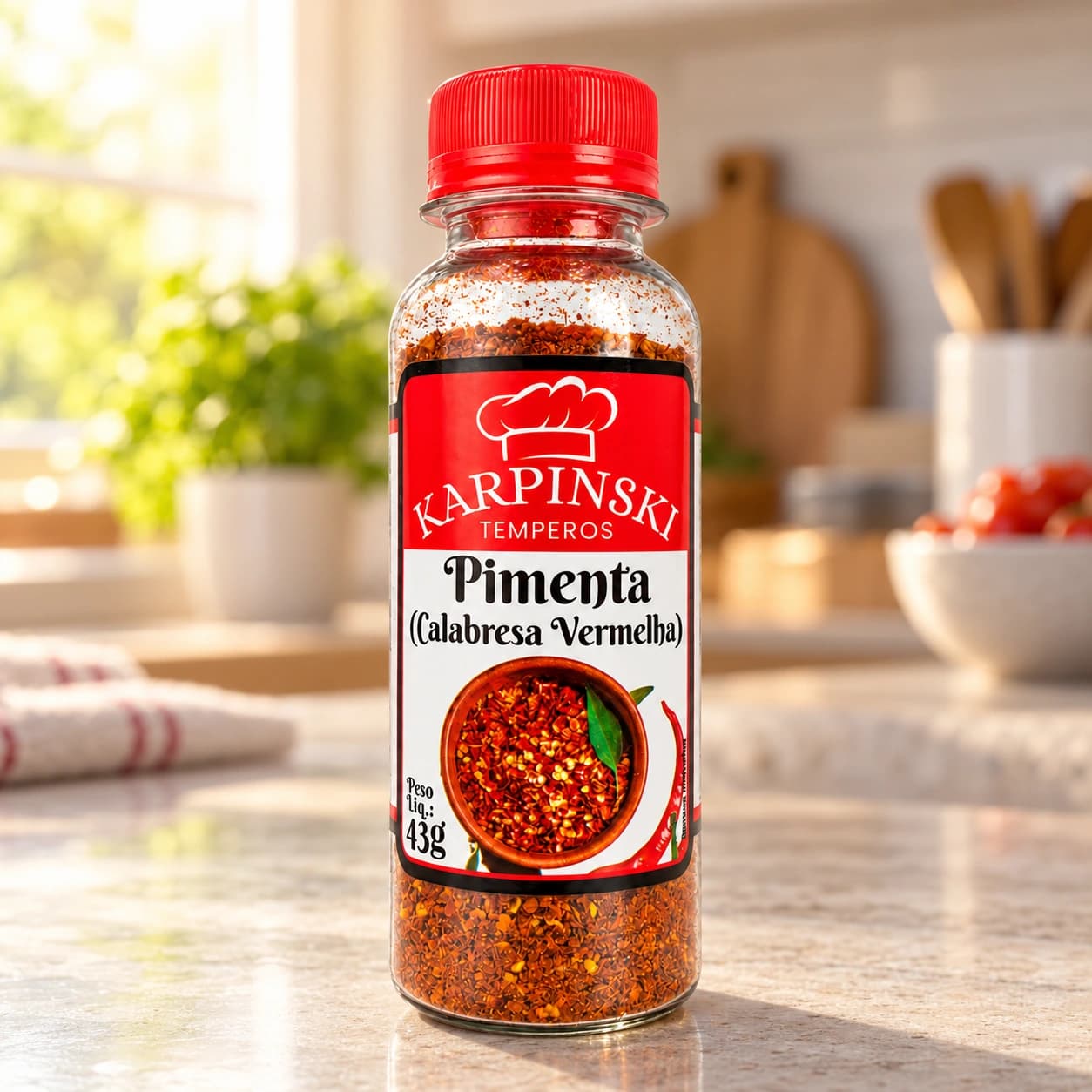 Pimenta Calabresa Karpinski 43 g — na bancada da cozinha