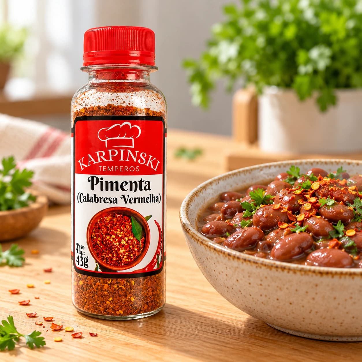 Pimenta Calabresa Karpinski 43 g — ao lado de feijão cozido