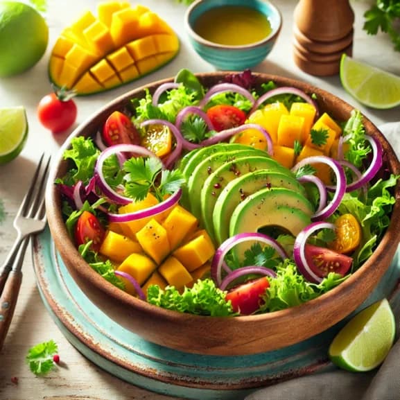 Salada Refrescante de Manga e Abacate com Gengibre