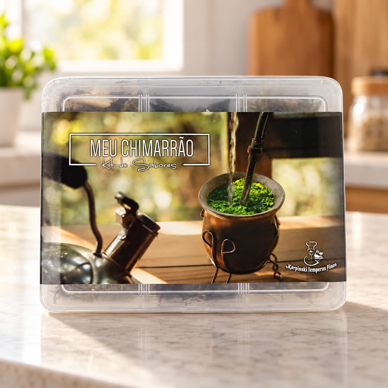 Kit de Ervas e Especiarias para Chimarrão Karpinski — na bancada da cozinha