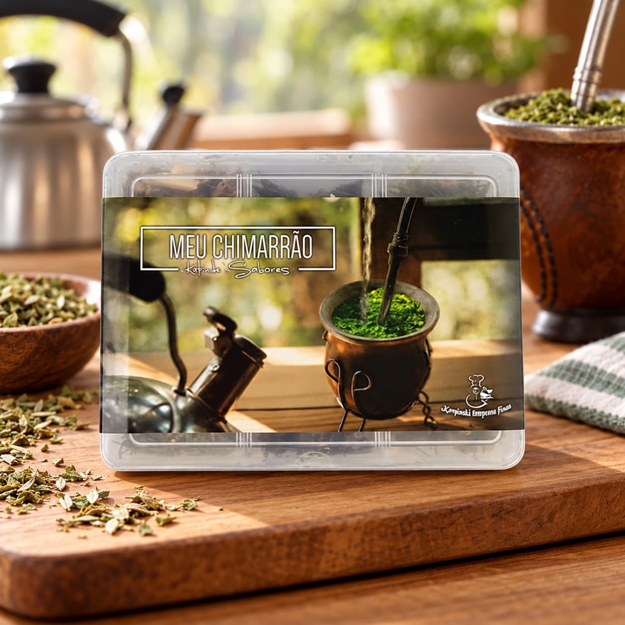Kit de Ervas e Especiarias para Chimarrão Karpinski — no preparo com chimarrão preparado em cuia