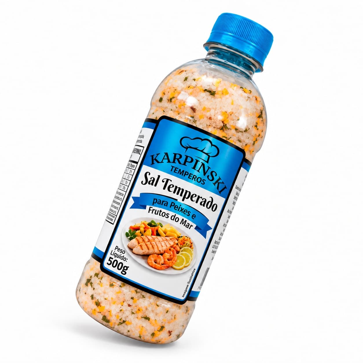 Sal Temperado para Peixes e Frutos do Mar Karpinski 500 g — embalagem em fundo branco