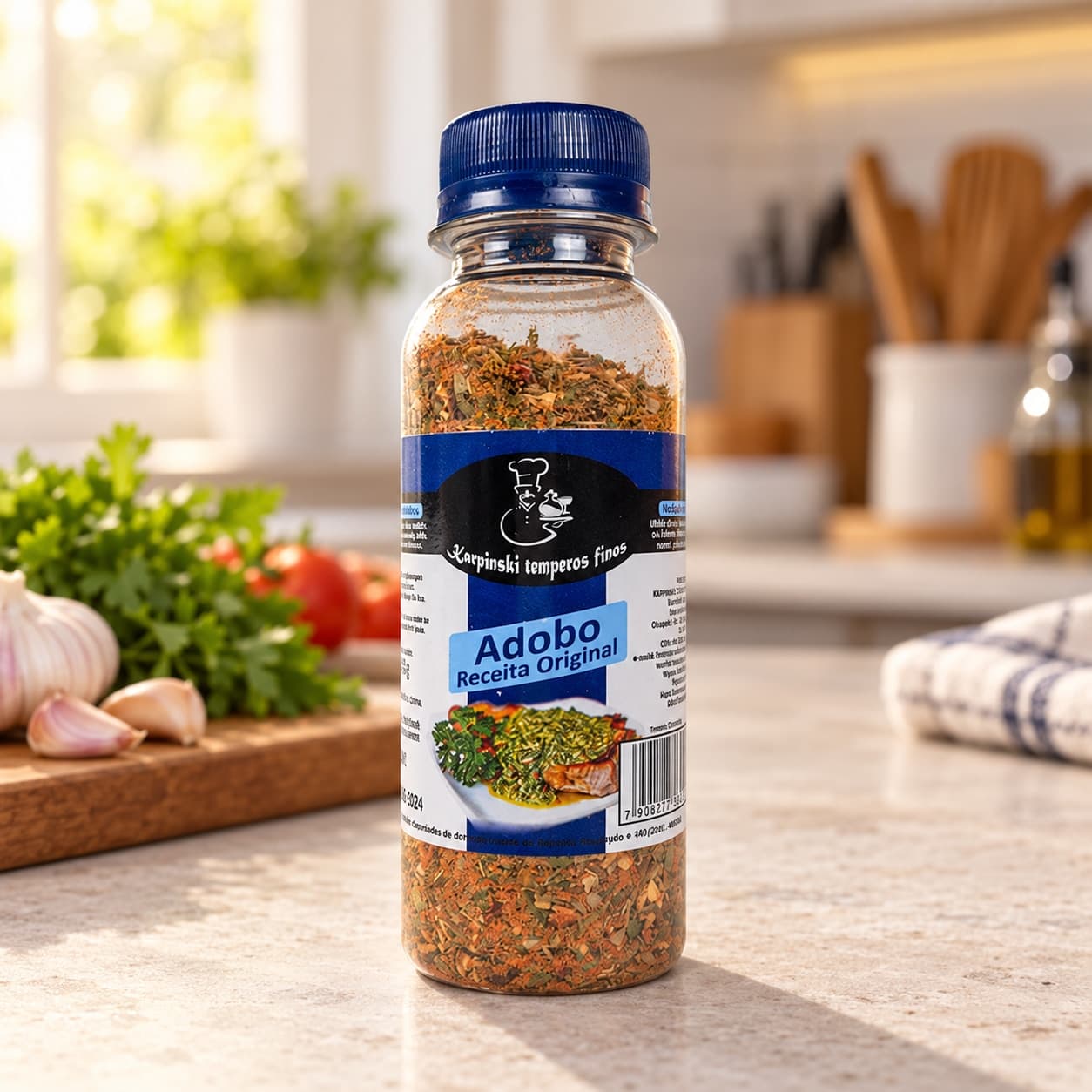 Tempero Adobo Completo Karpinski — na bancada da cozinha