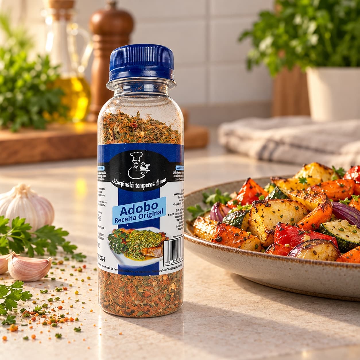 Tempero Adobo Completo Karpinski — com legumes assados
