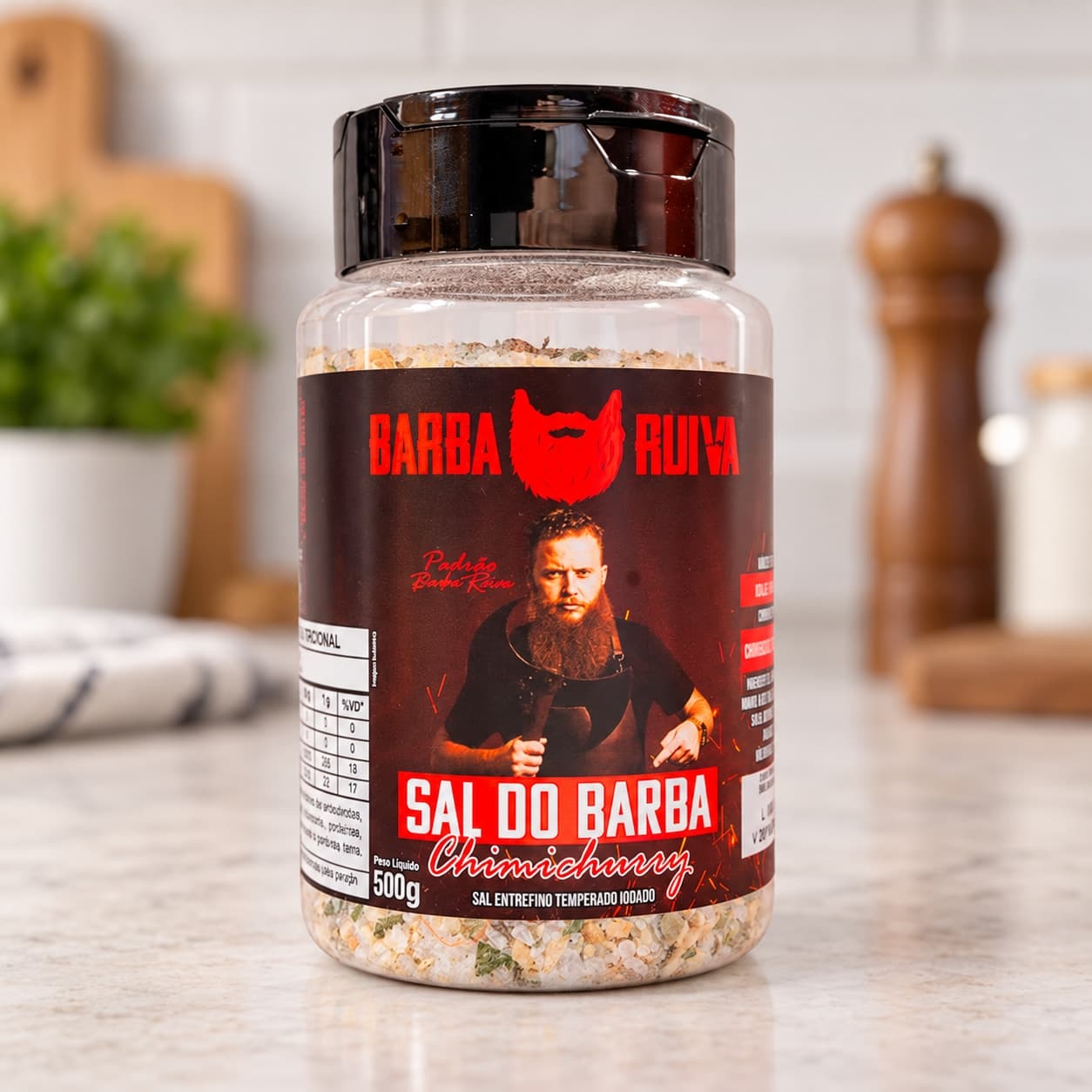 Sal do Barba Chimichurry Barba Ruiva 500 g — detalhe da embalagem e do rótulo