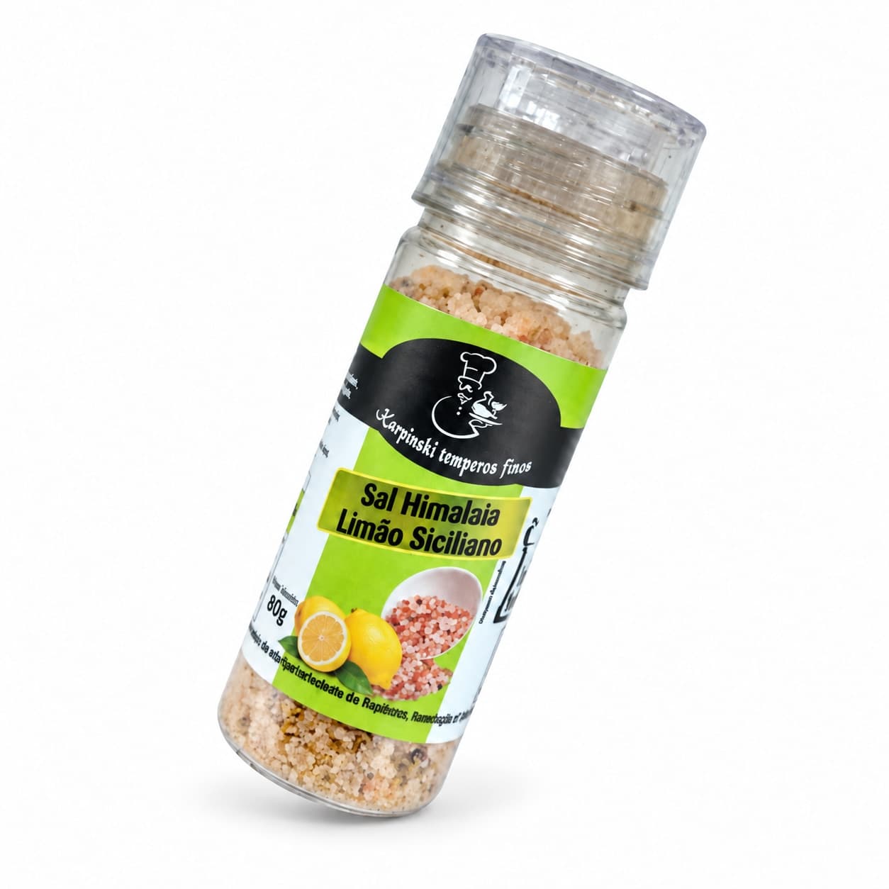 Sal do Himalaia com Limão Siciliano Moedor Karpinski 80 g — embalagem em fundo branco