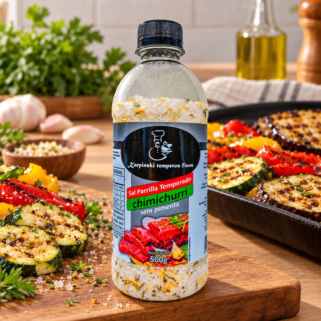 Sal Parrilla Chimichurri sem Pimenta Karpinski 500 g — no preparo com legumes grelhados