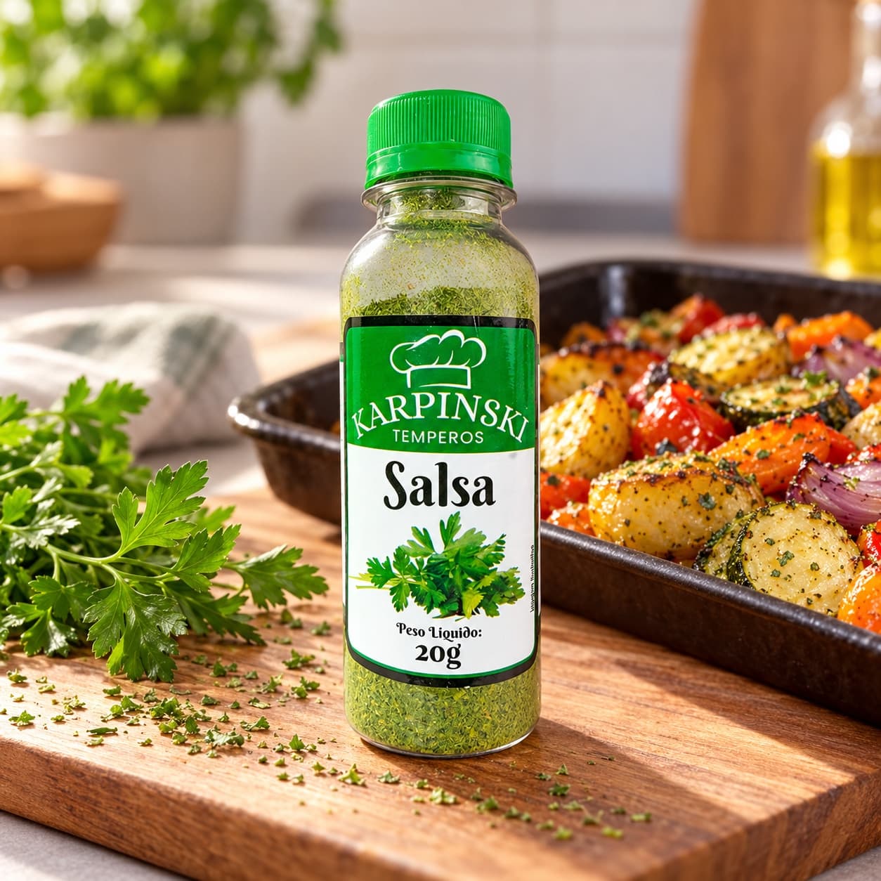 Salsa Desidratada Karpinski 20 g — no preparo com legumes assados