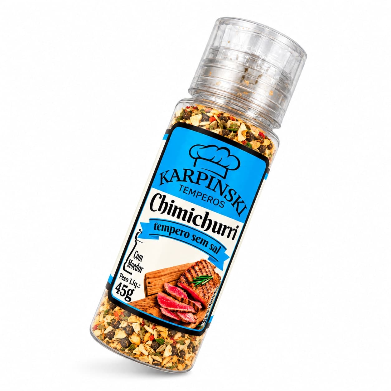Tempero Chimichurri Argentino com Moedor Karpinski 45 g — embalagem em fundo branco