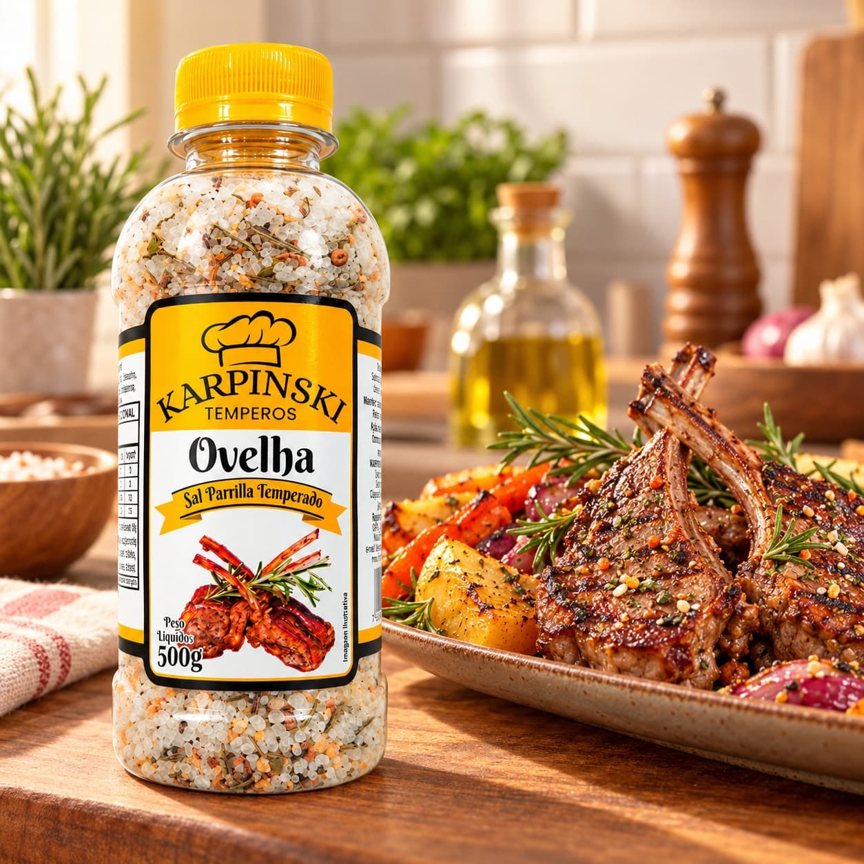 Tempero Completo para Ovelha Premium Karpinski 500 g — com carne cozida com legumes