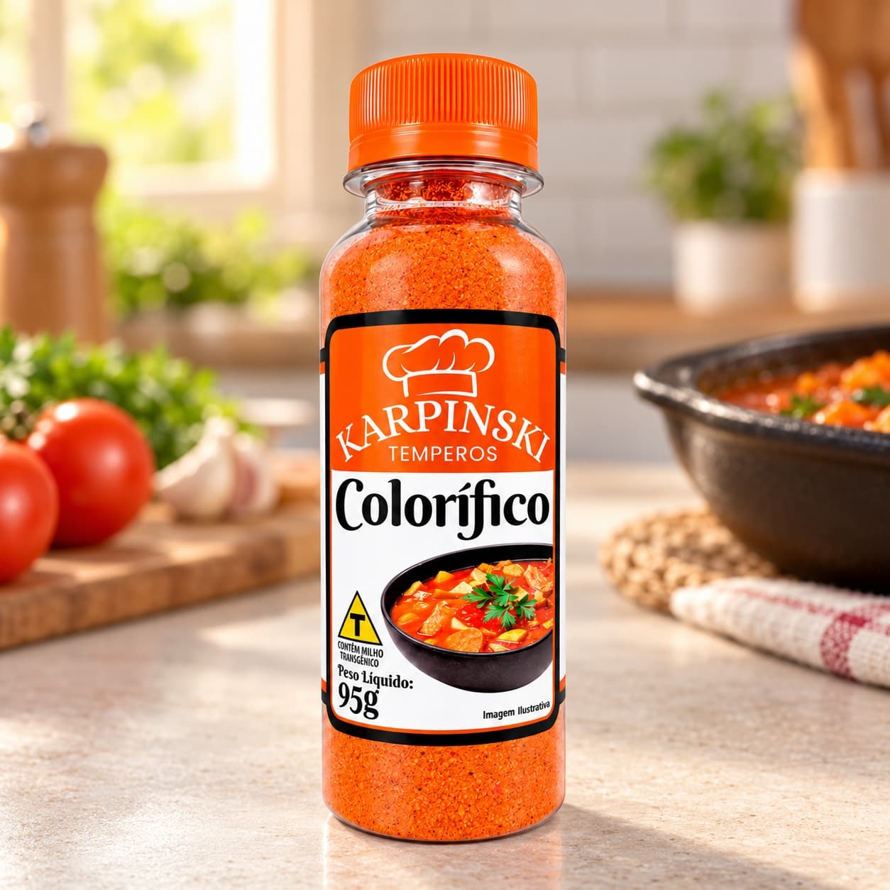 Colorífico Colorau Karpinski 95 g — na bancada da cozinha