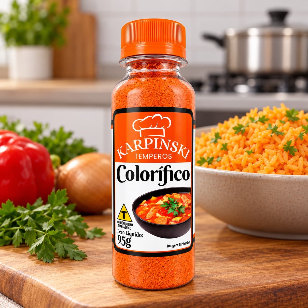 Colorífico Colorau Karpinski 95 g — no preparo com arroz cozido