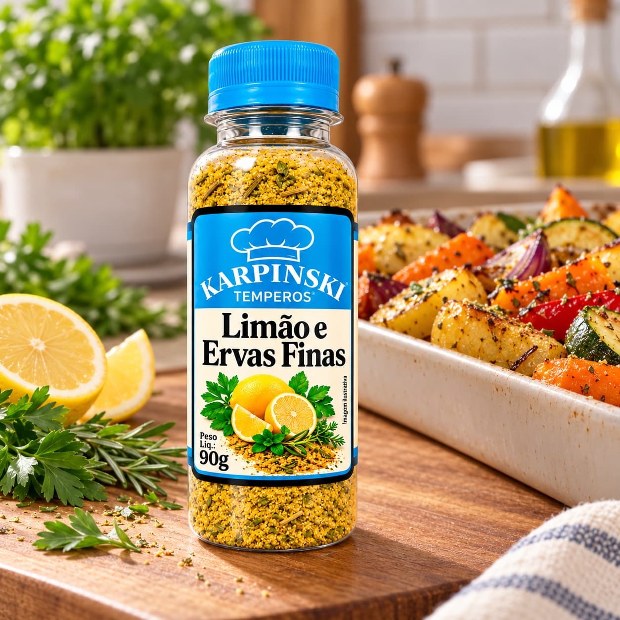 Tempero Limão e Ervas Finas Karpinski 90 g — no preparo com legumes assados