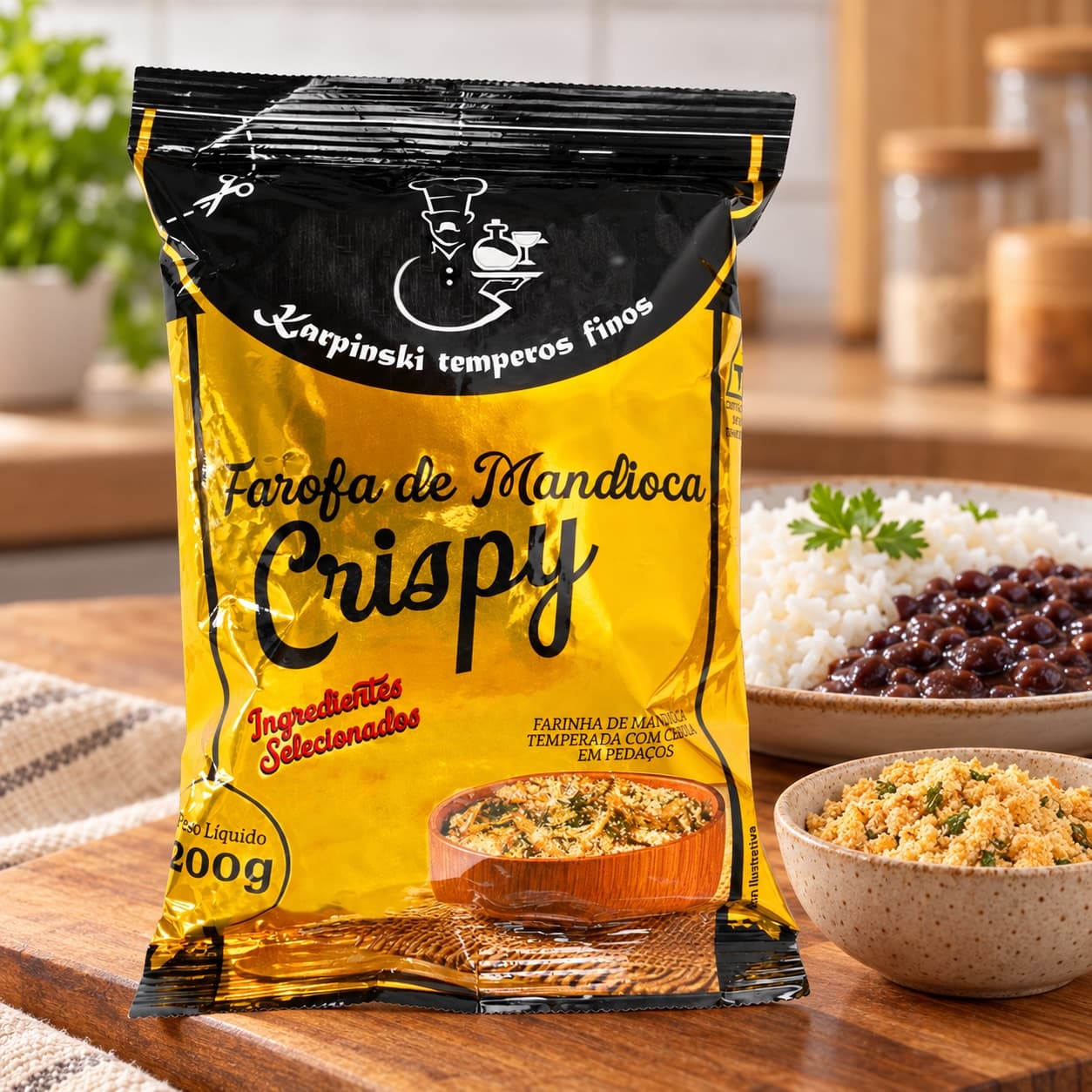 Farofa de Mandioca Crispy Crocante Karpinski 200 g — no preparo com arroz e feijão