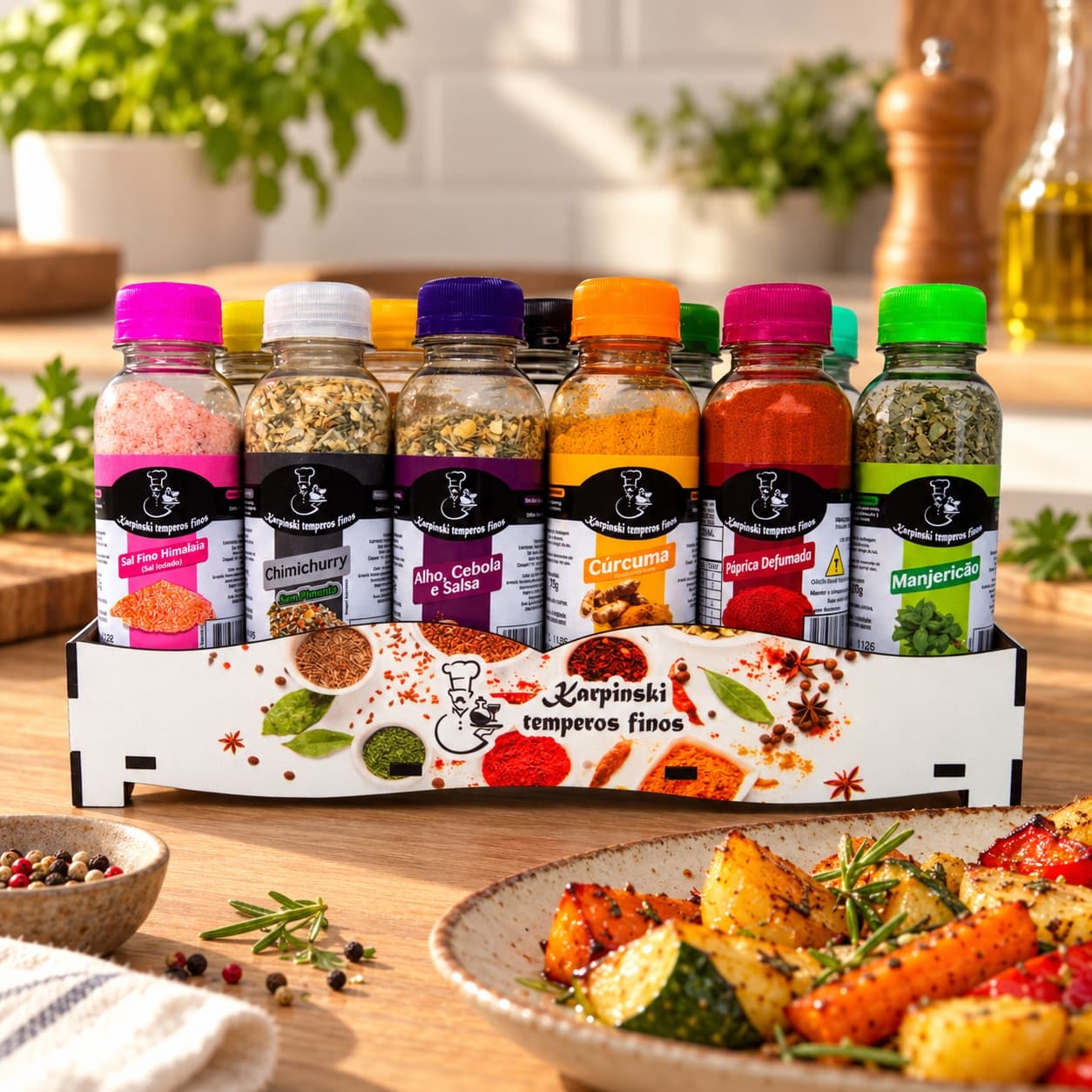 Kit de Temperos Tradicional Branco Karpinski — com legumes assados