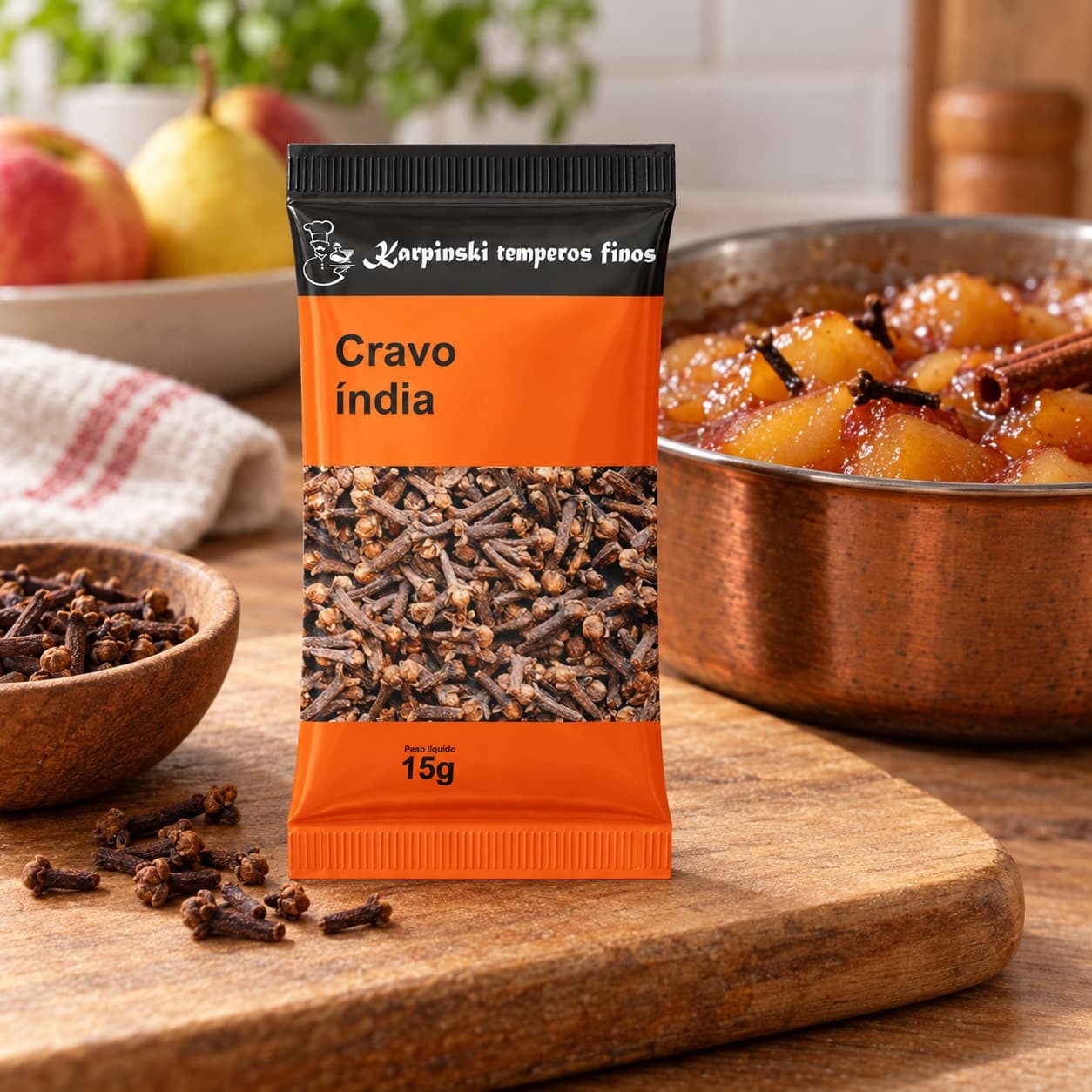 Cravo-da-Índia em Sachê Karpinski 15 g — no preparo com compota de frutas