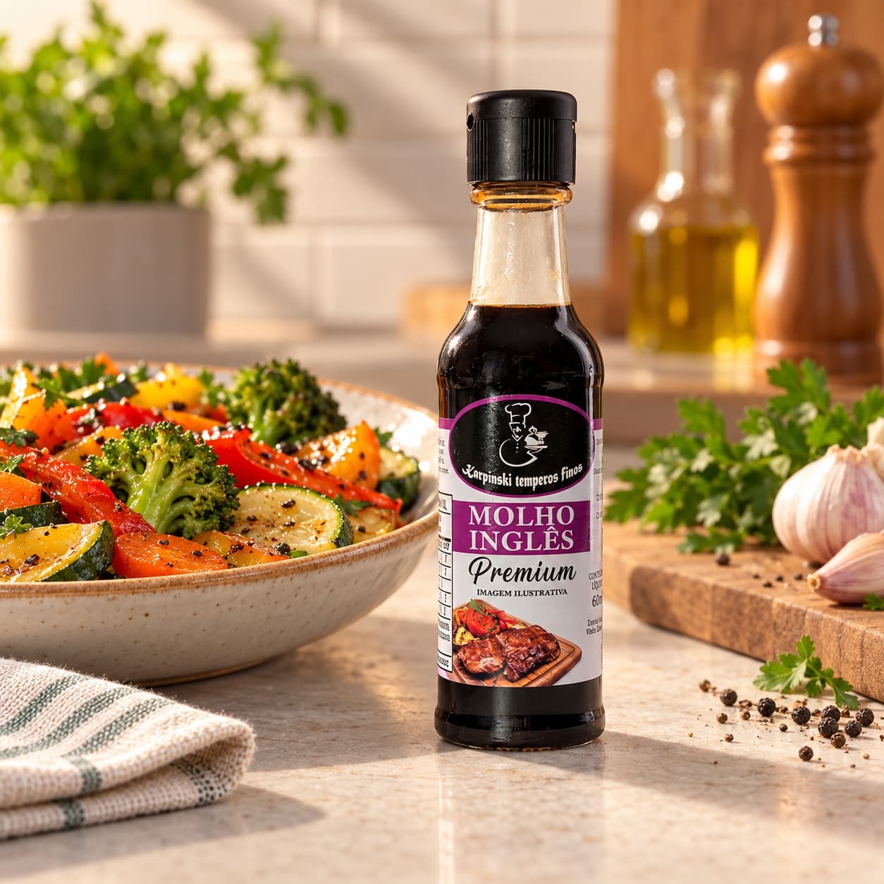 Molho Inglês Karpinski 60 ml — com legumes cozidos
