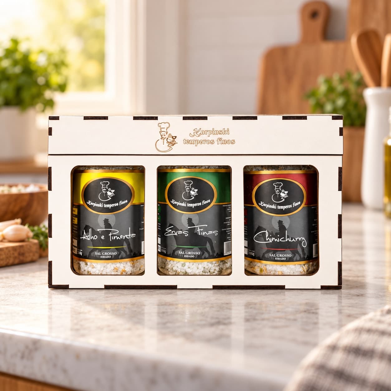 Kit Toque Gourmet Karpinski — na bancada da cozinha