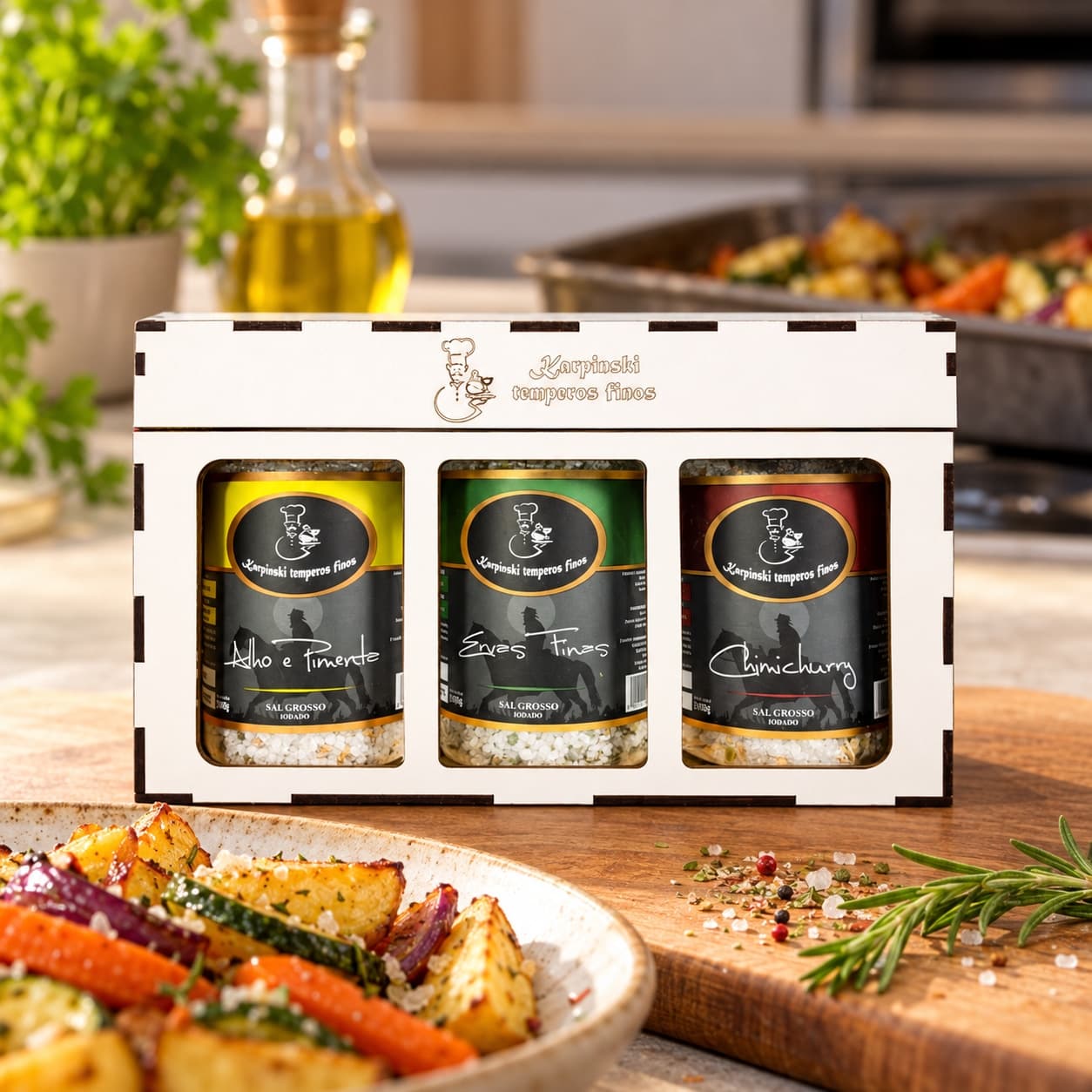 Kit Toque Gourmet Karpinski — no preparo com legumes assados
