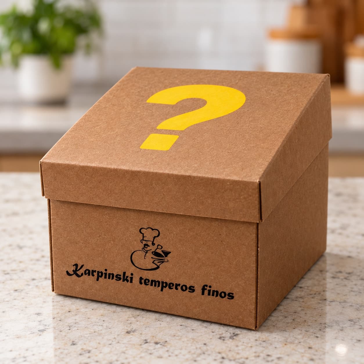 Caixa Misteriosa de Produtos Surpresa Karpinski — detalhe da caixa fechada