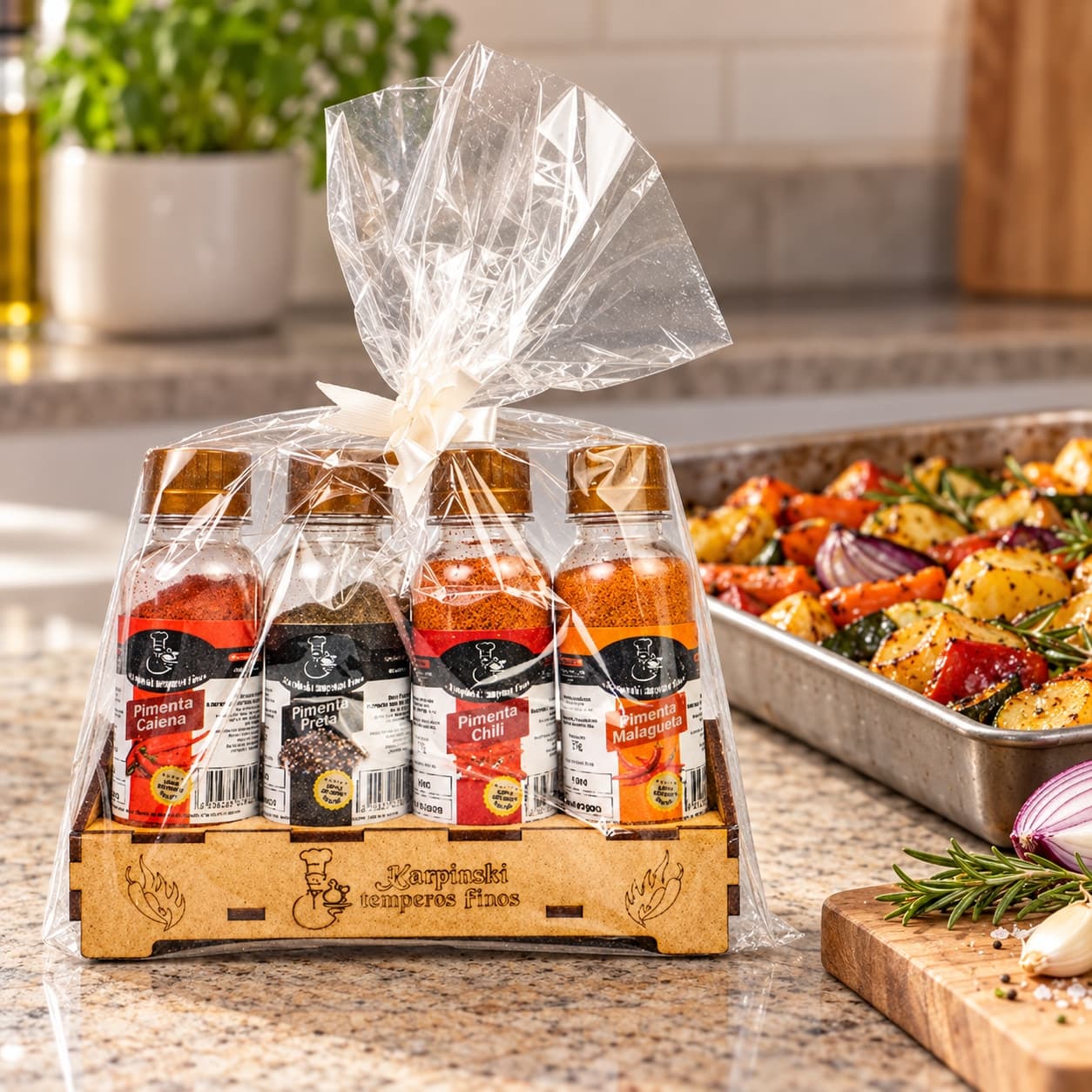 Kit de Pimentas Linha Gourmet Karpinski — no preparo com legumes assados