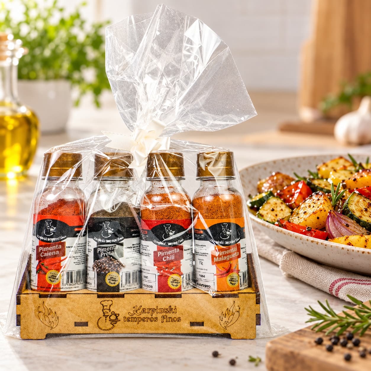 Kit de Pimentas Linha Gourmet Karpinski — com legumes assados